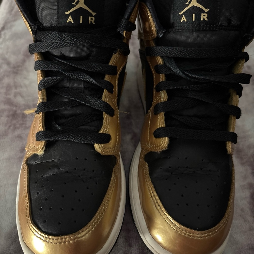 Jordan Black and Gold Athletic Shoes